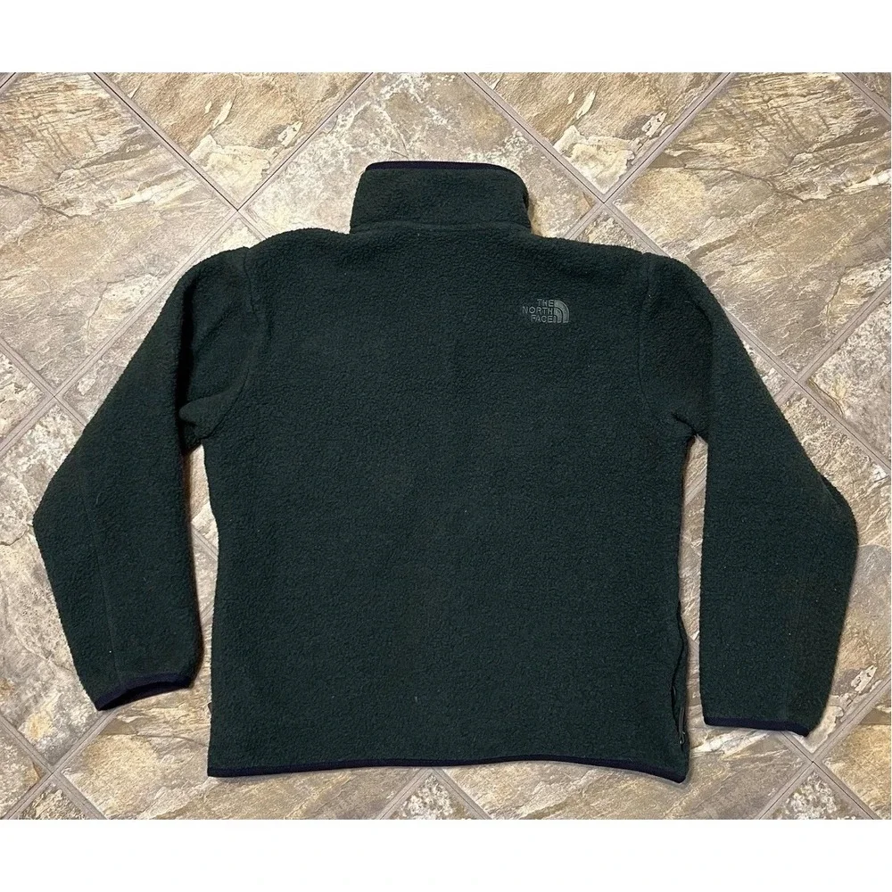 The North Face Fleece Jacket Mens Large Green Snap Front Corduroy Pocket